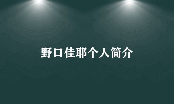 野口佳耶个人简介