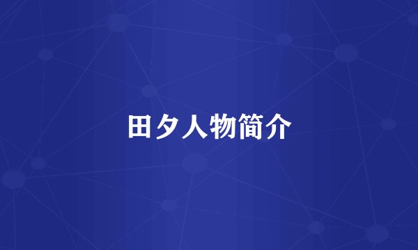 田夕人物简介