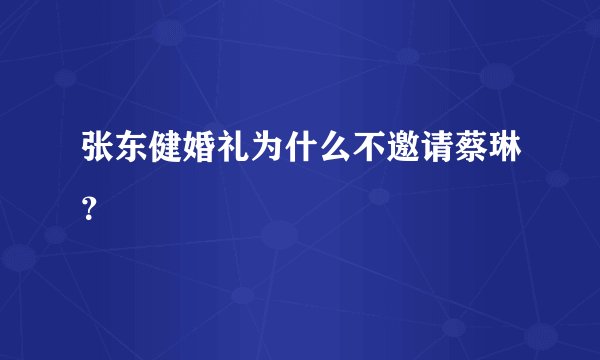 张东健婚礼为什么不邀请蔡琳？