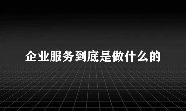 企业服务到底是做什么的