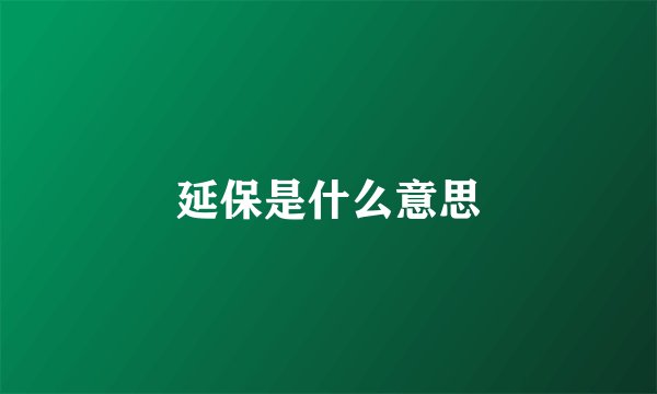 延保是什么意思