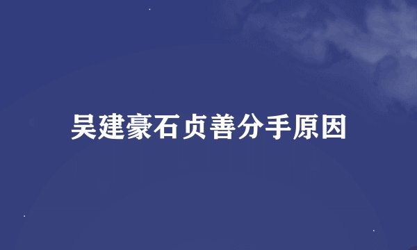 吴建豪石贞善分手原因