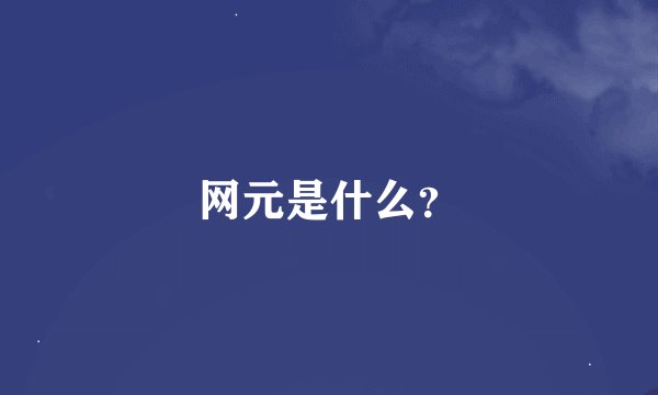 网元是什么？