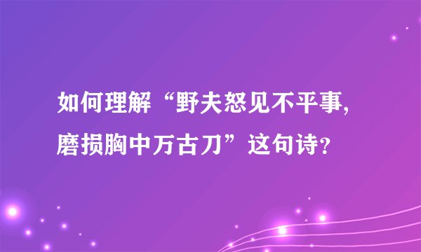 如何理解“野夫怒见不平事,磨损胸中万古刀”这句诗？