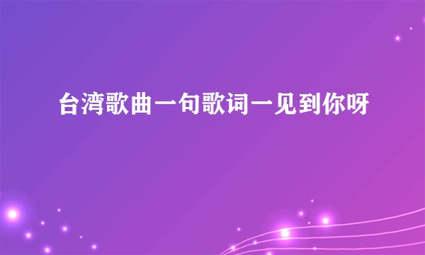 台湾歌曲一句歌词一见到你呀