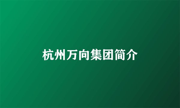杭州万向集团简介