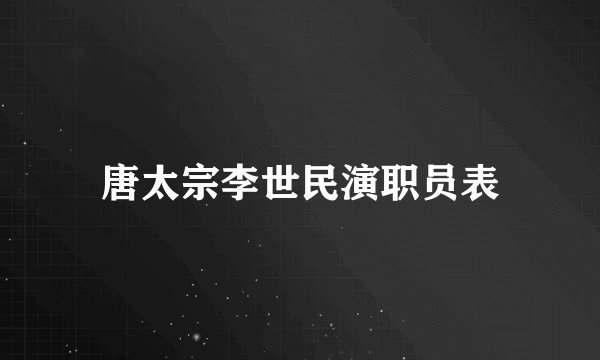 唐太宗李世民演职员表