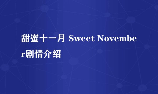 甜蜜十一月 Sweet November剧情介绍