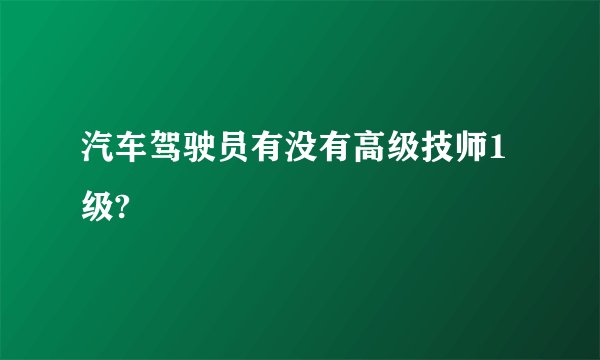 汽车驾驶员有没有高级技师1级?