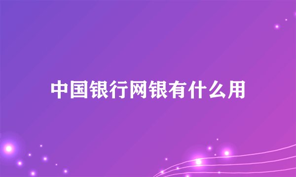 中国银行网银有什么用