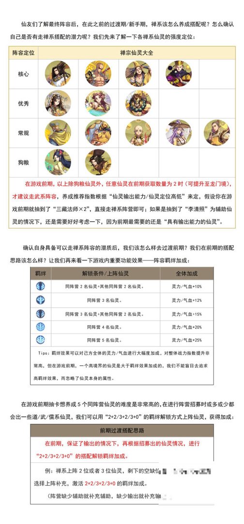 炼仙传说阵容