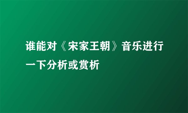 谁能对《宋家王朝》音乐进行一下分析或赏析