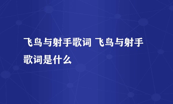 飞鸟与射手歌词 飞鸟与射手歌词是什么