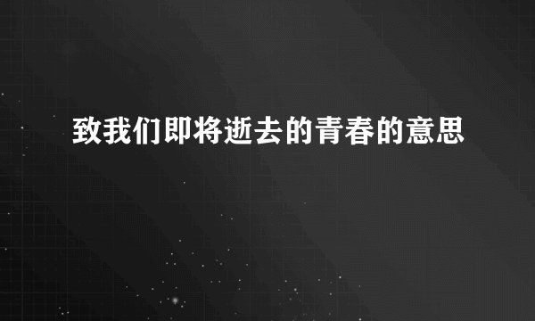 致我们即将逝去的青春的意思