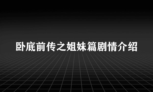 卧底前传之姐妹篇剧情介绍