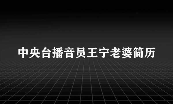 中央台播音员王宁老婆简历