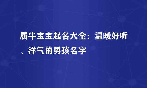 属牛宝宝起名大全：温暖好听、洋气的男孩名字