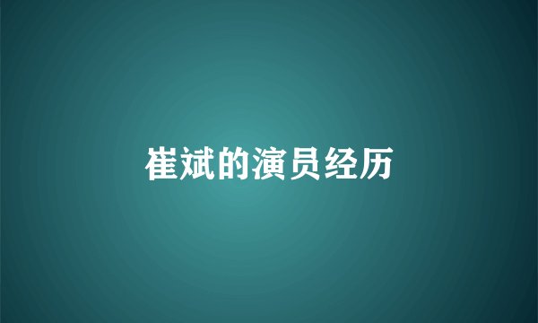 崔斌的演员经历