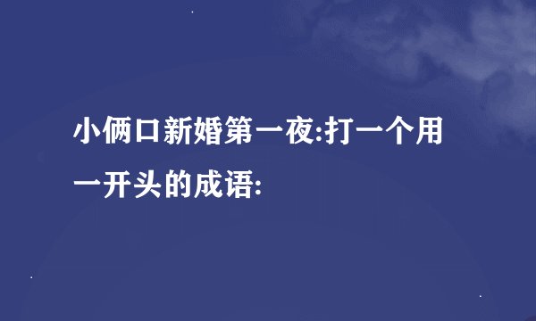 小俩口新婚第一夜:打一个用一开头的成语: