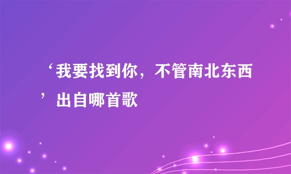 ‘我要找到你，不管南北东西’出自哪首歌