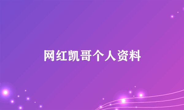 网红凯哥个人资料