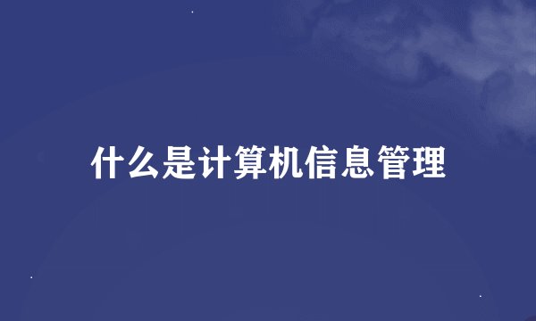 什么是计算机信息管理