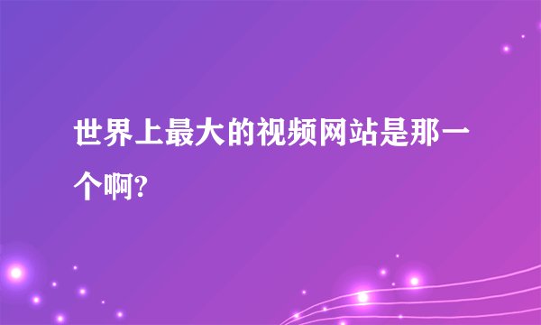世界上最大的视频网站是那一个啊?