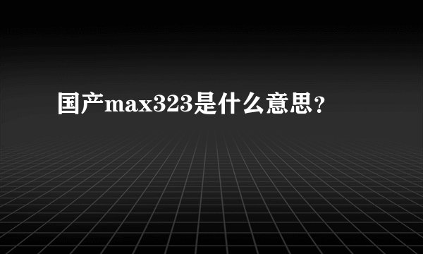 国产max323是什么意思？