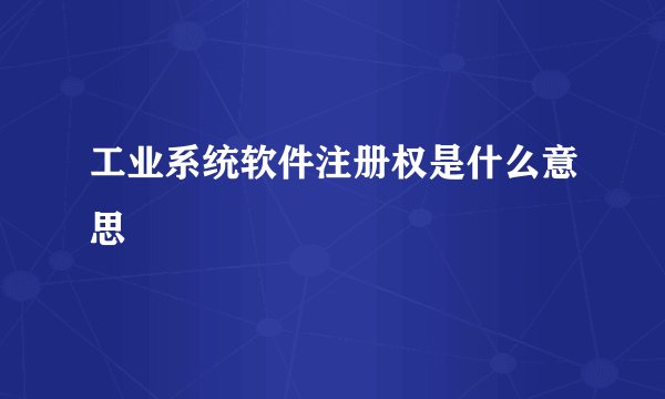 工业系统软件注册权是什么意思