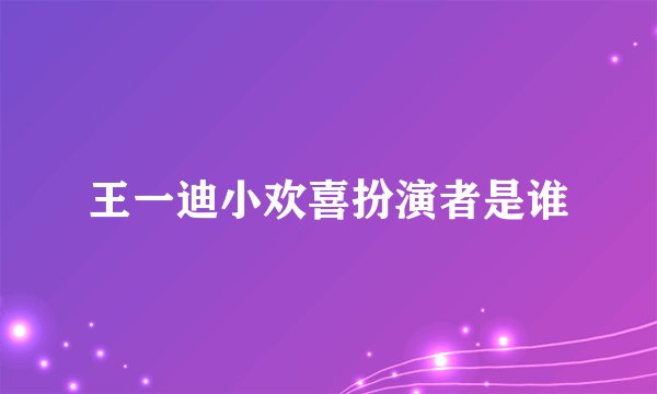 王一迪小欢喜扮演者是谁