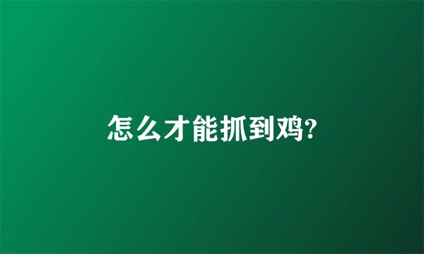 怎么才能抓到鸡?