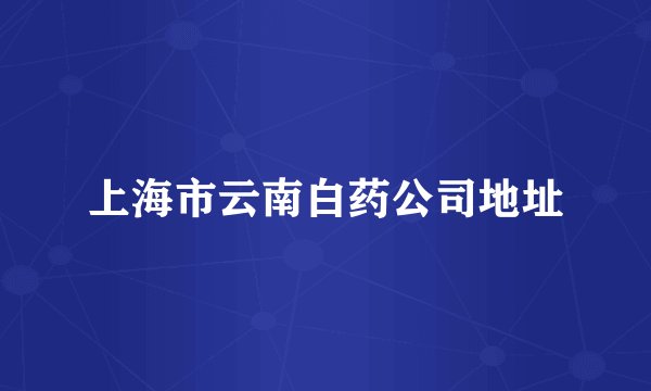 上海市云南白药公司地址