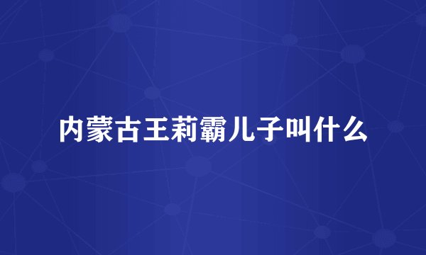 内蒙古王莉霸儿子叫什么