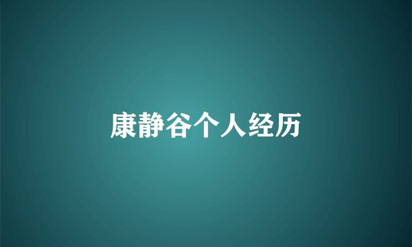 康静谷个人经历