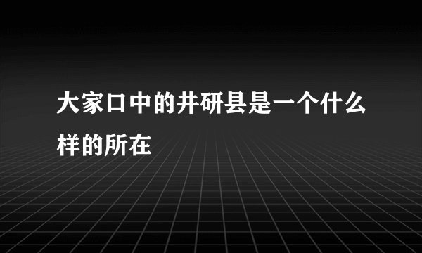 大家口中的井研县是一个什么样的所在