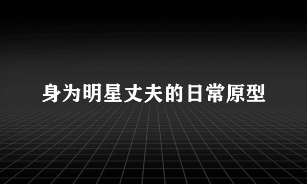 身为明星丈夫的日常原型