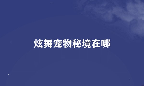 炫舞宠物秘境在哪