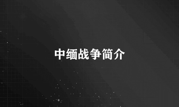中缅战争简介