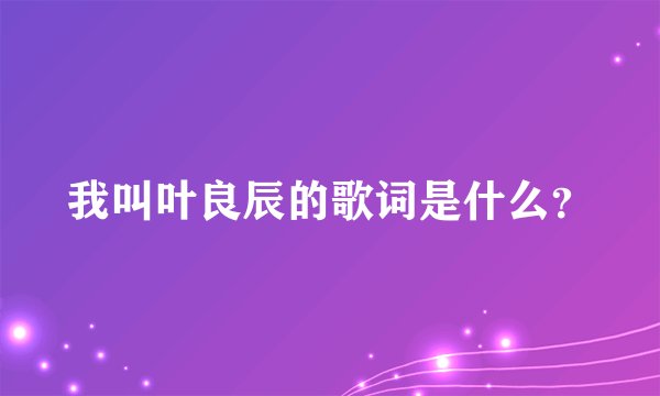 我叫叶良辰的歌词是什么？