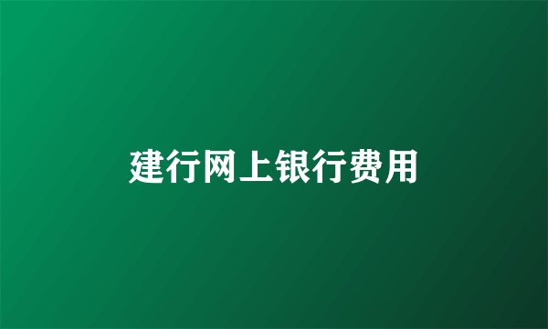 建行网上银行费用