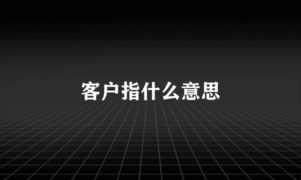 客户指什么意思