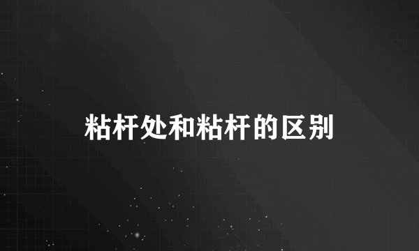 粘杆处和粘杆的区别