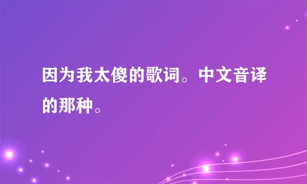 因为我太傻的歌词。中文音译的那种。