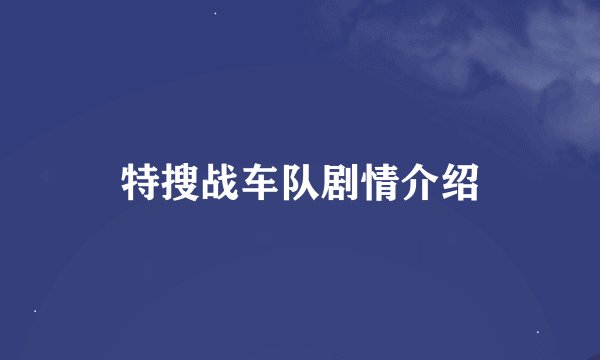 特搜战车队剧情介绍