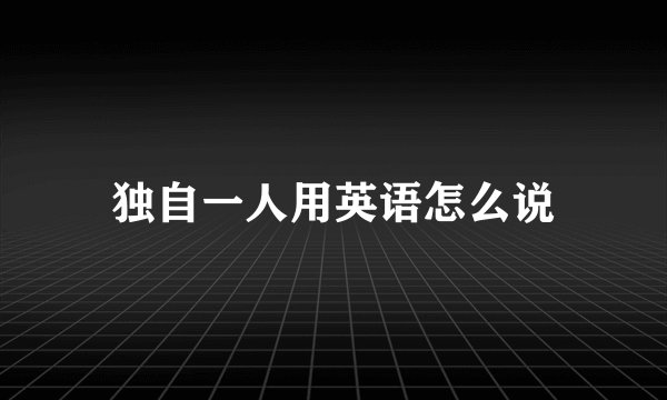 独自一人用英语怎么说
