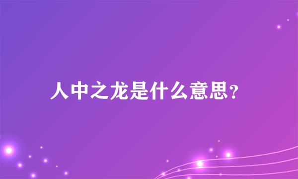 人中之龙是什么意思？