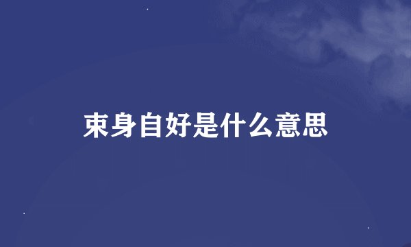 束身自好是什么意思