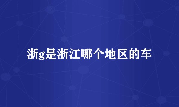浙g是浙江哪个地区的车