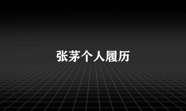 张茅个人履历