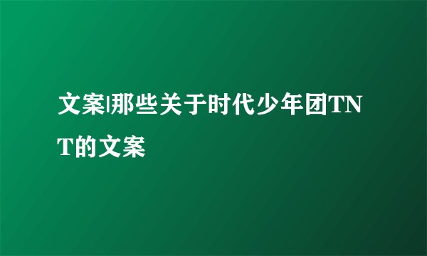 文案|那些关于时代少年团TNT的文案